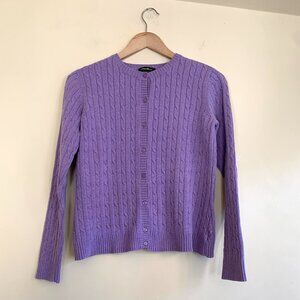 VTG Eddie Bauer Purple Cable Knit Cardigan Sweater Women's Size M Crewneck